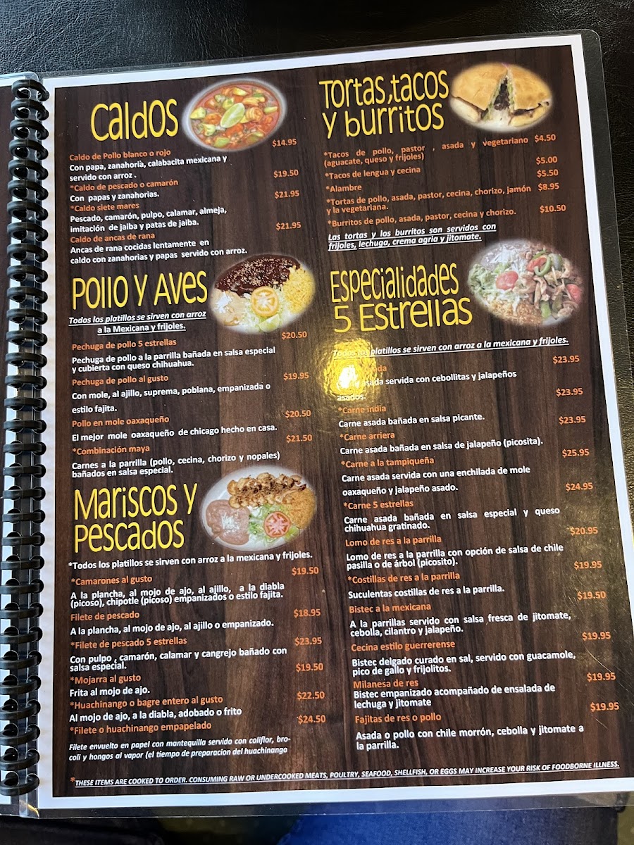 5 Estrellas Restaurante Menu - Image 2